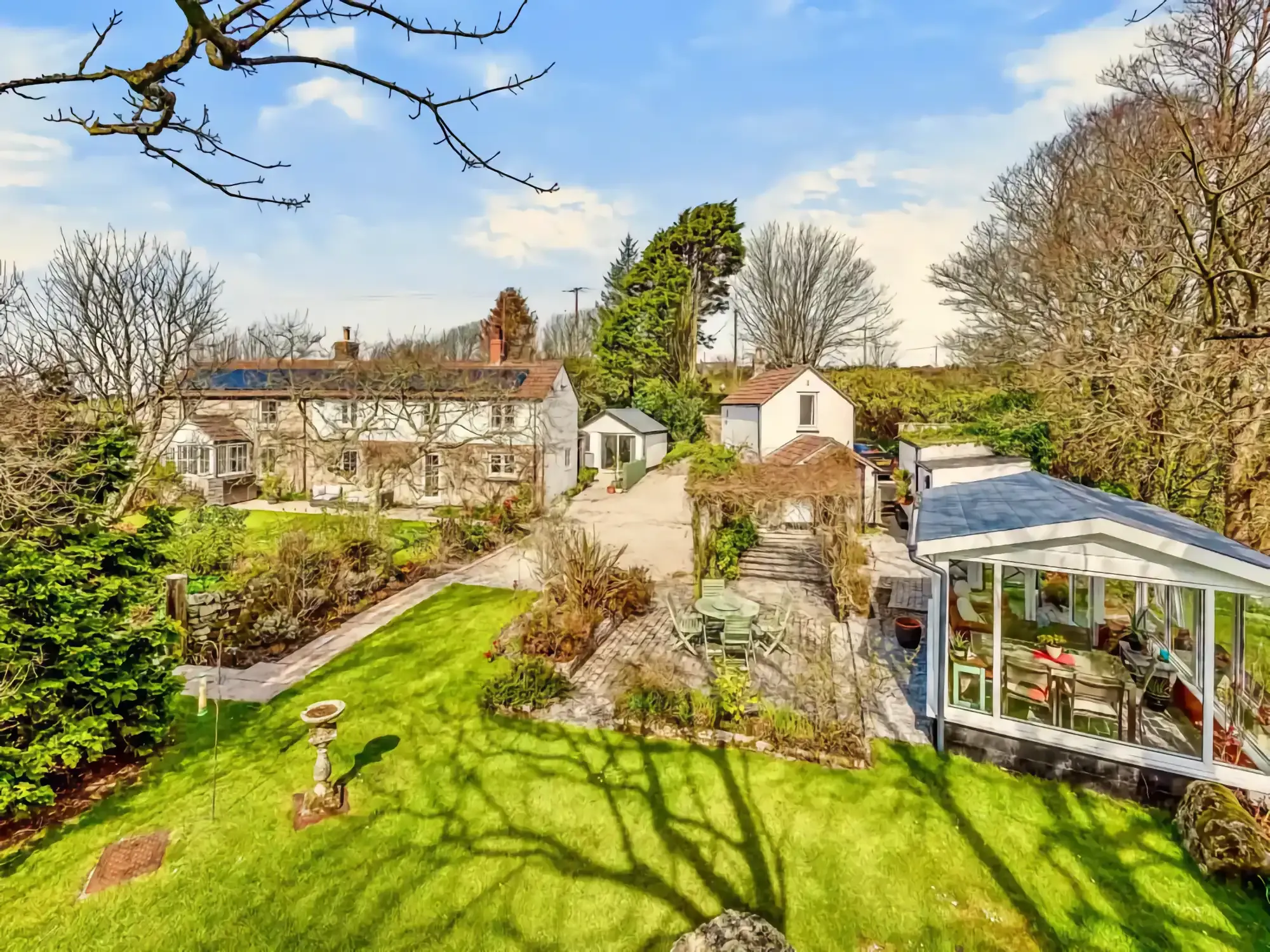 Partial aerial view of Tresowes Green Cottage